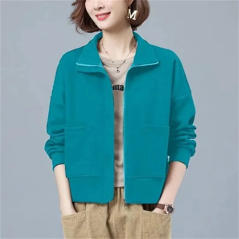 2023 New Spring Autumn Women's Sweater Loose Long Sleeve Short Coat Baseball Uniform Versatile Casual February August Jacket Top