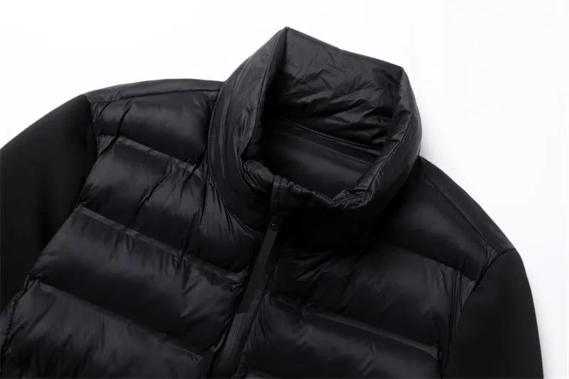 ZRVI 2024 neue Stehkragen schwarze Spleißen Baumwolljacke Presse Kleber Handwerk Jacke Luft Baumwolle Ärmel Spleißen Jacke