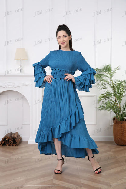 Robe plissée à manches longues pour femmes, style Boho, décontractée, élégante, de luxe, pour dames, dernière robe d'église modeste, 2024