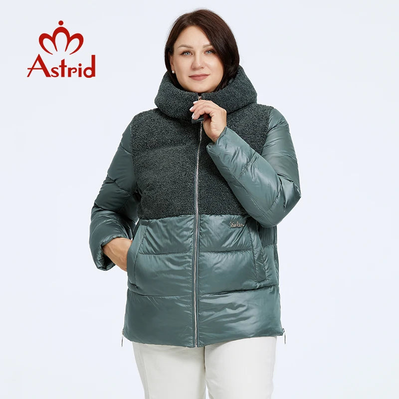 Astrid 2023 Winter Women's Jacket Plus Size Parkas Women Clothing Faux Fur Tops Fashion Stitching Padded Coats Outerwear 10003