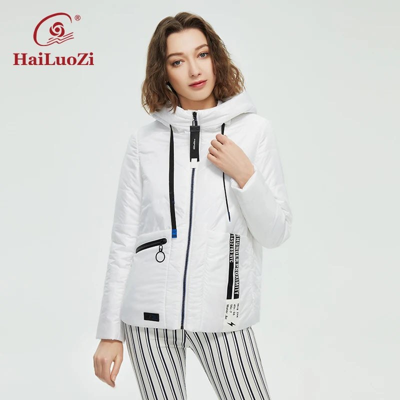 HaiLuoZi 2022 Spring Autumn Women Coat Fashion Casual Jacket Women's Short Parka Hooded High Quality Female Jackets Outwear 39