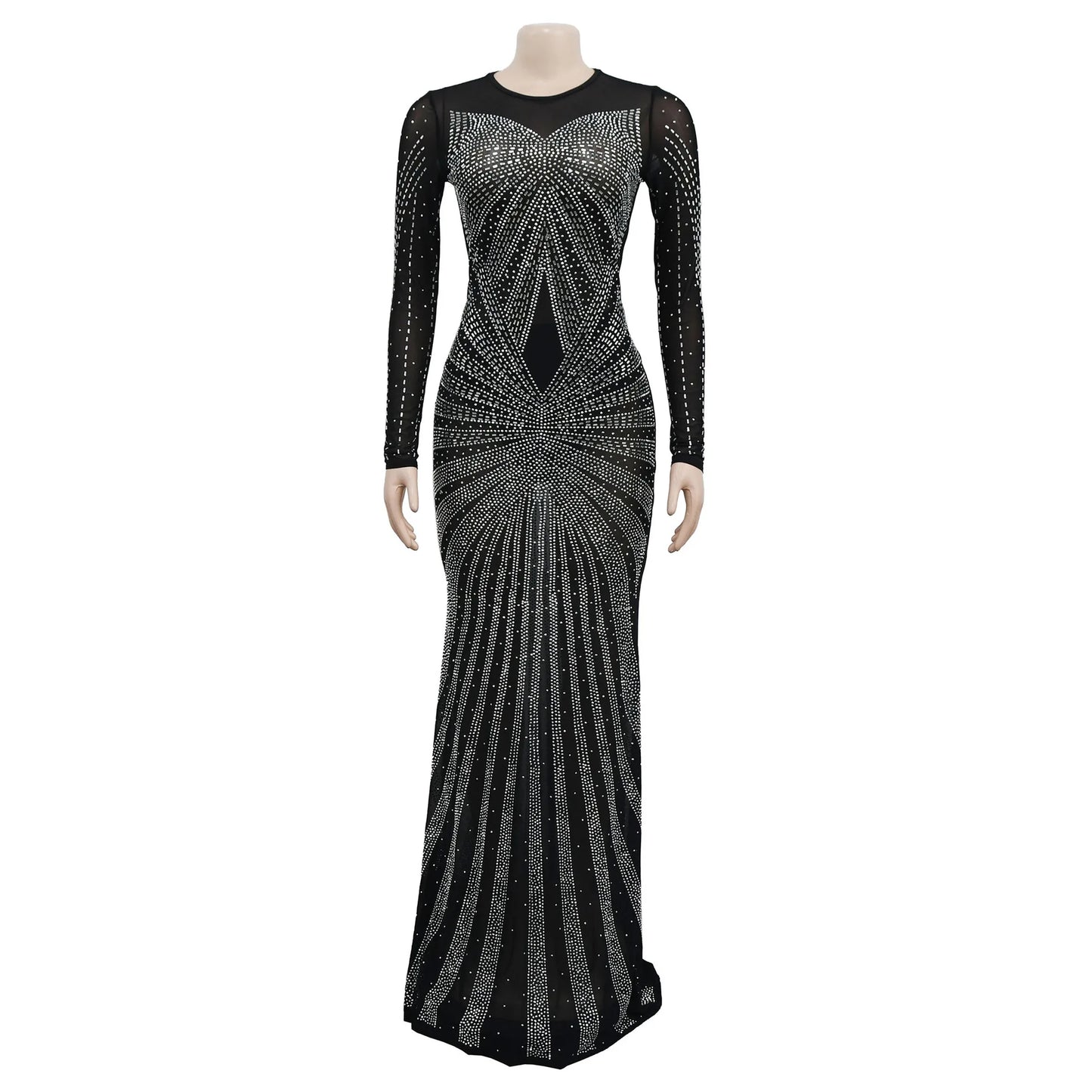 2023 kleidung Sommer Rinestone Sheer Mesh Patchwork Bodycon Midi Meerjungfrau Maxi Kleid Für Frauen Geburtstag Abend Sexy Party Outfit