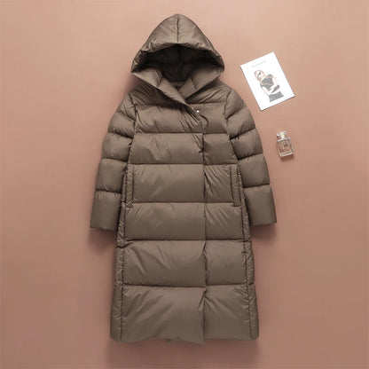 2023 Winter Daunenmantel Damen Ultraleichte Lange Pufferjacke Damen Kuschelige Warme Verdickung Parkas mit Kapuze Außenmantel Dame