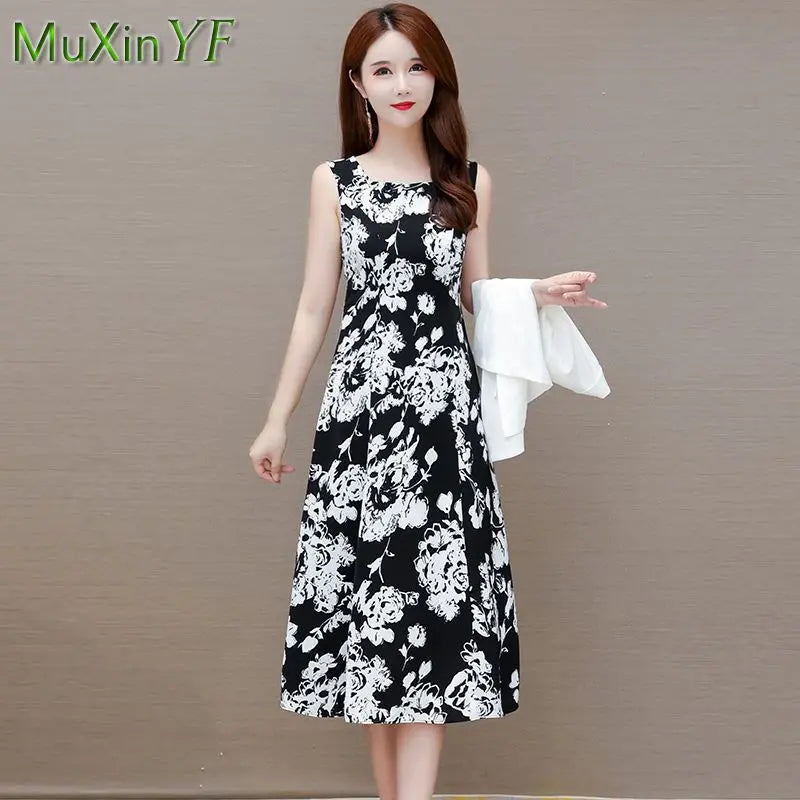 Women's Fashion Suit Coat + Chiffon Floral Dress Two Piece 2022 Fall New Korean Elegant Casual Professional Blazersa Skirt Set