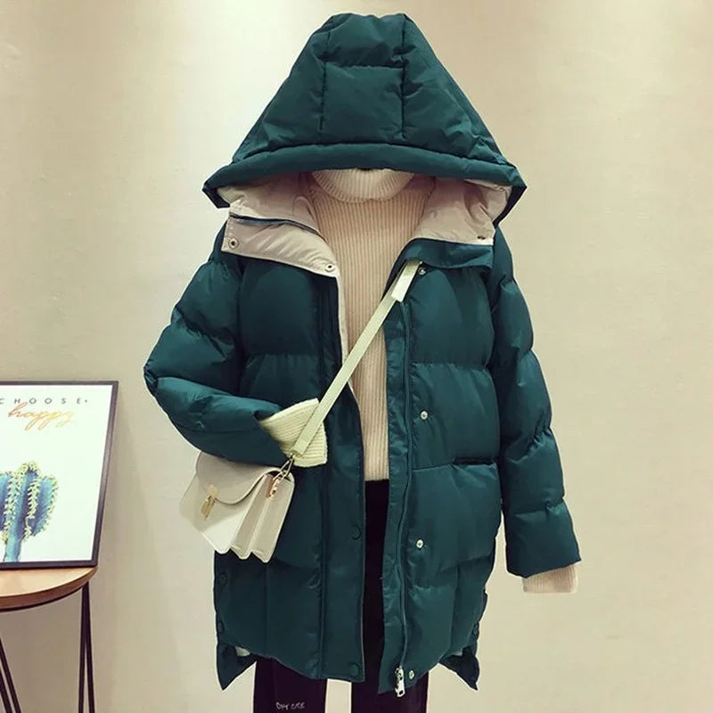 Manteau d'hiver pour femme, veste rembourrée à capuche, Parka chaude, livraison gratuite, haut mi-long, vente en gros, grande taille, loisirs amples, nouveau