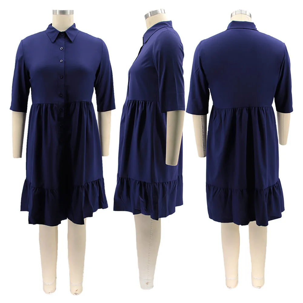 Robe chemisier décontractée à la mode, grande taille, froncée, élégante, robes de soirée pour femmes, vêtements de bureau, été 5xl, 2023