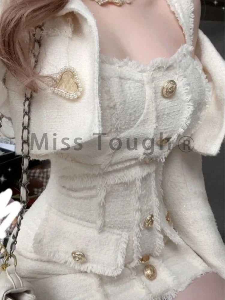 French Elegant Vintage Two Piece Set Women Patchwork Retro Mini Dress Suits Female Korean Fashion Chic Lace Party Set 2024 New