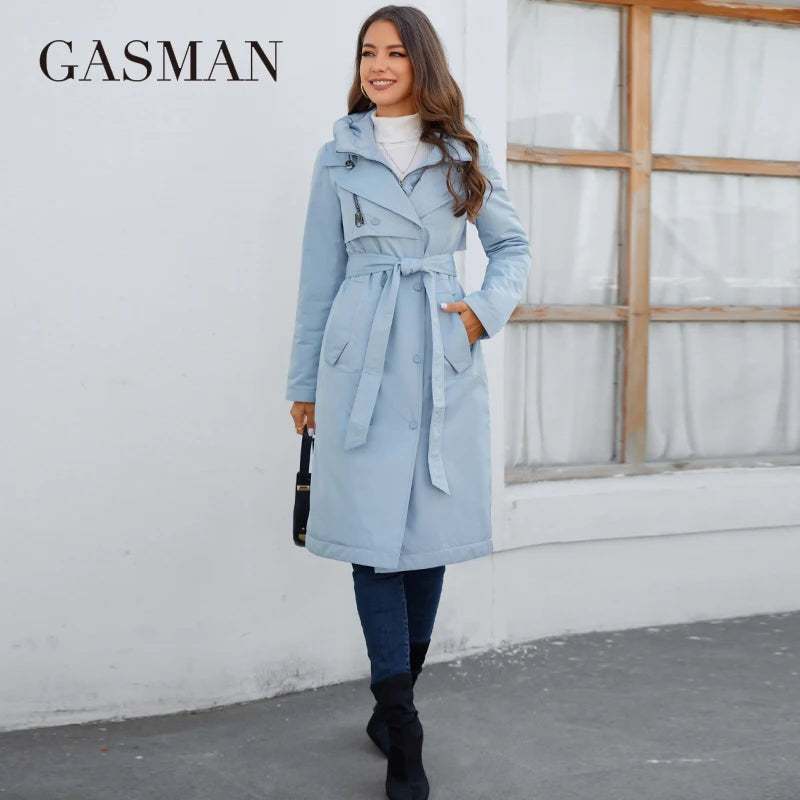 GASMAN 2023 marque de mode femmes printemps doudoune automne femmes manteau longue parka femmes vestes femme mince coton 8356