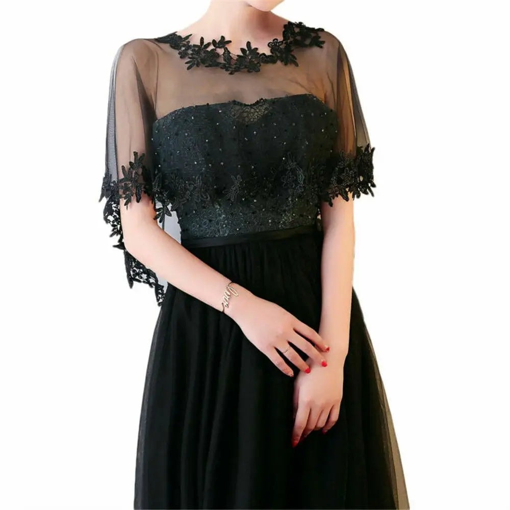 Fashion Lace Short Sleeve Shrug Bridal Wedding Elegant Cape Summer Casual Shawl Evening Dress Shawl Women Warps Scarf