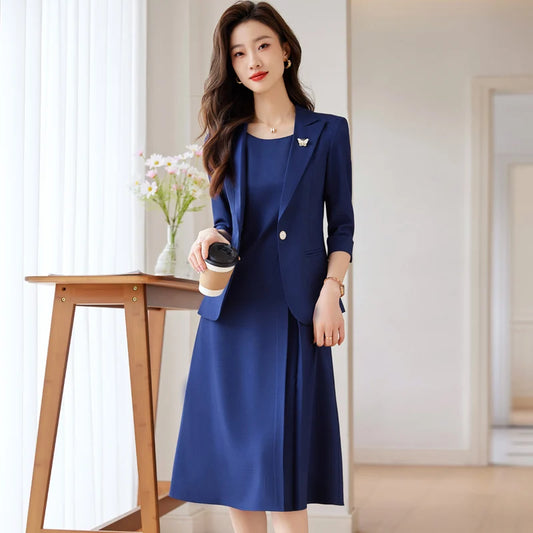 Costume élégant pour femmes professionnelles, Style minimaliste à la mode pour montrer le Style du lieu de travail, robe avec Blazer, nouveaux ensembles assortis