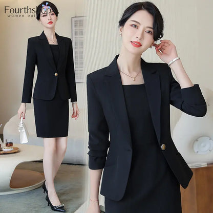 2023 elegante Rosa Kleid Anzüge Frauen Mode-Business Anzug Blazer Set Büro Dame Arbeit Formale 2 Stück Set Weibliche Kleidung Outfits