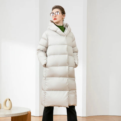 2023 Winter Daunenmantel Damen Ultraleichte Lange Pufferjacke Damen Kuschelige Warme Verdickung Parkas mit Kapuze Außenmantel Dame