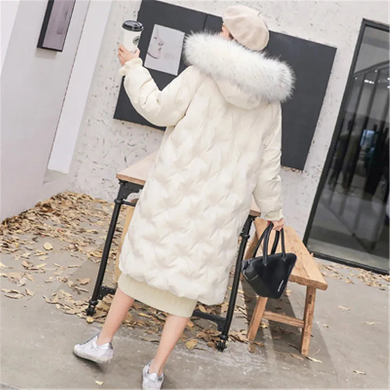 Grande fourrure nouveau blanc mode hiver veste femme vers le bas Parka femme chaud hiver manteau à capuche vêtement d'extérieur pour femmes