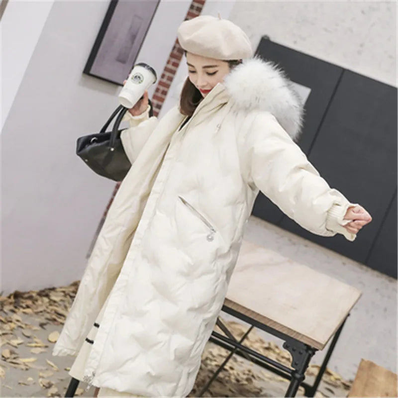 Grande fourrure nouveau blanc mode hiver veste femme vers le bas Parka femme chaud hiver manteau à capuche vêtement d'extérieur pour femmes