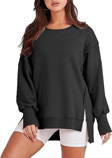 Solide übergroße Sweatshirt Rundhals Langarm Pullover Hoodies Tops Mode Herbst Frauen Kleidung Winter