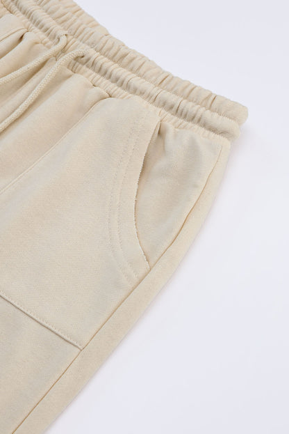 Pantalon large rétro gris délavé à cordon de serrage