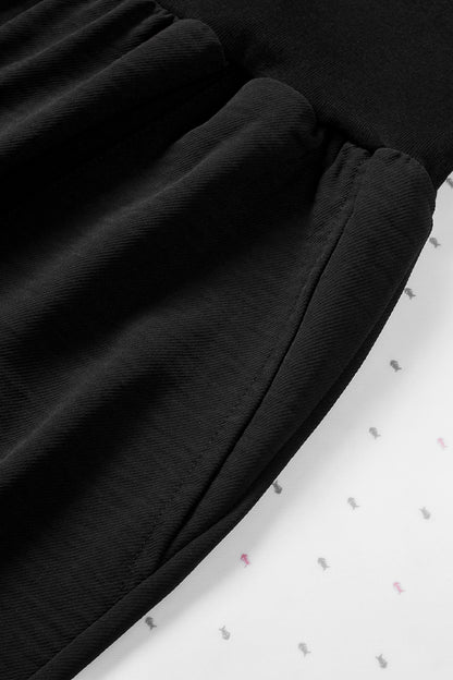 Pantalon de jogging décontracté noir à taille élastique fuselée avec poches