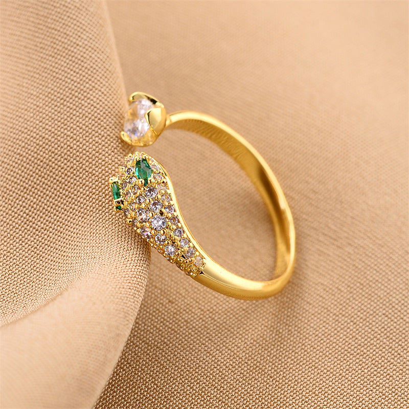 Trendy zircon serpentine open ring