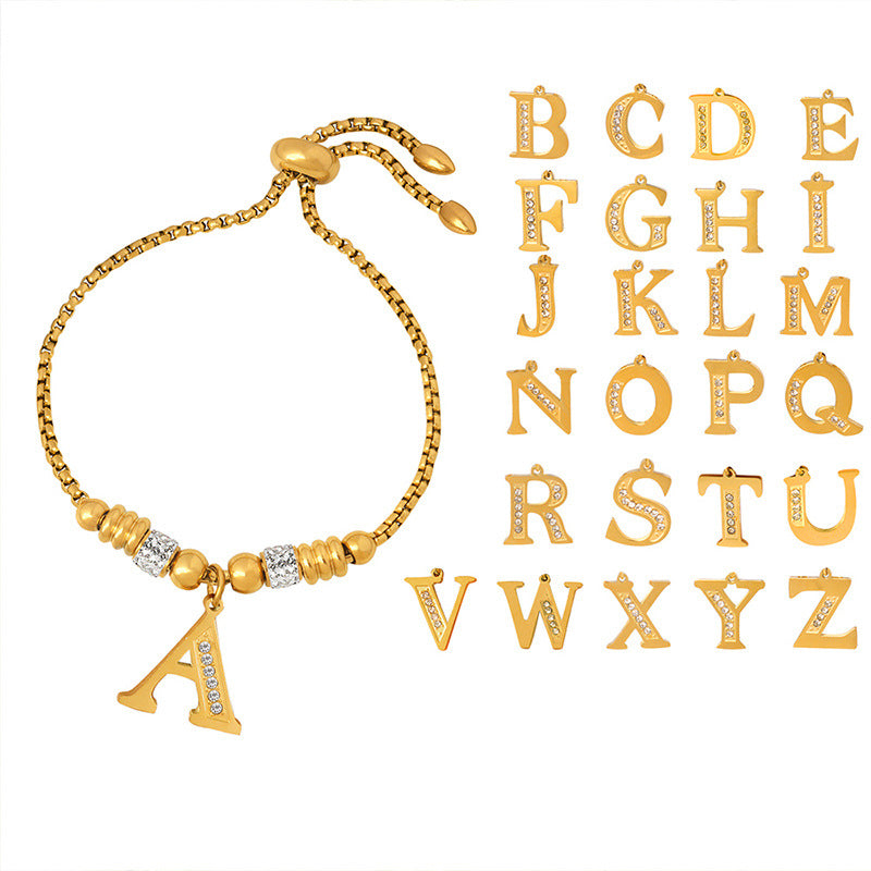 Klassisches und modisches, vielseitiges Armband aus 18-karätigem Gold mit 26 Buchstaben