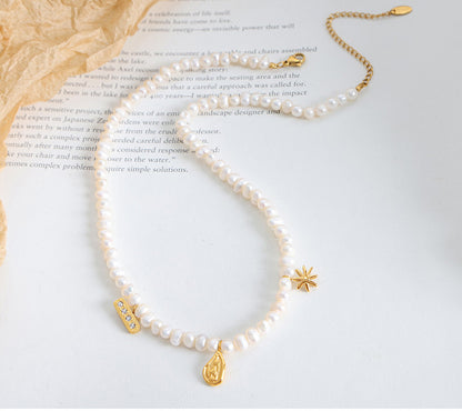 18K gold exquisite simple pearls with irregular shape design versatile necklace