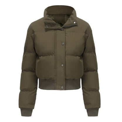 Manteau chaud à manches courtes et col haut pour femme