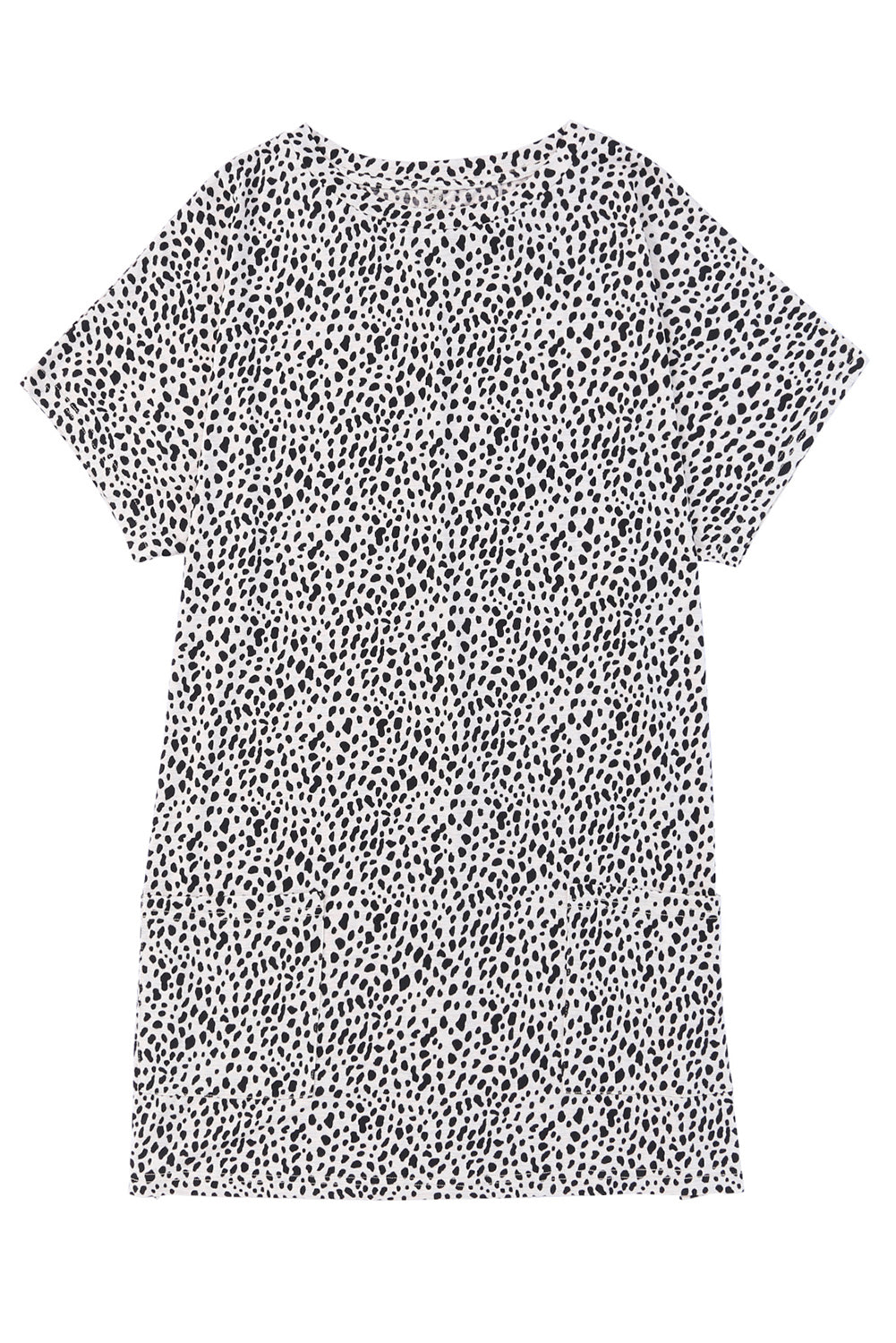 Cheetah Print Casual Side Pockets Short Sleeve Tunic Top