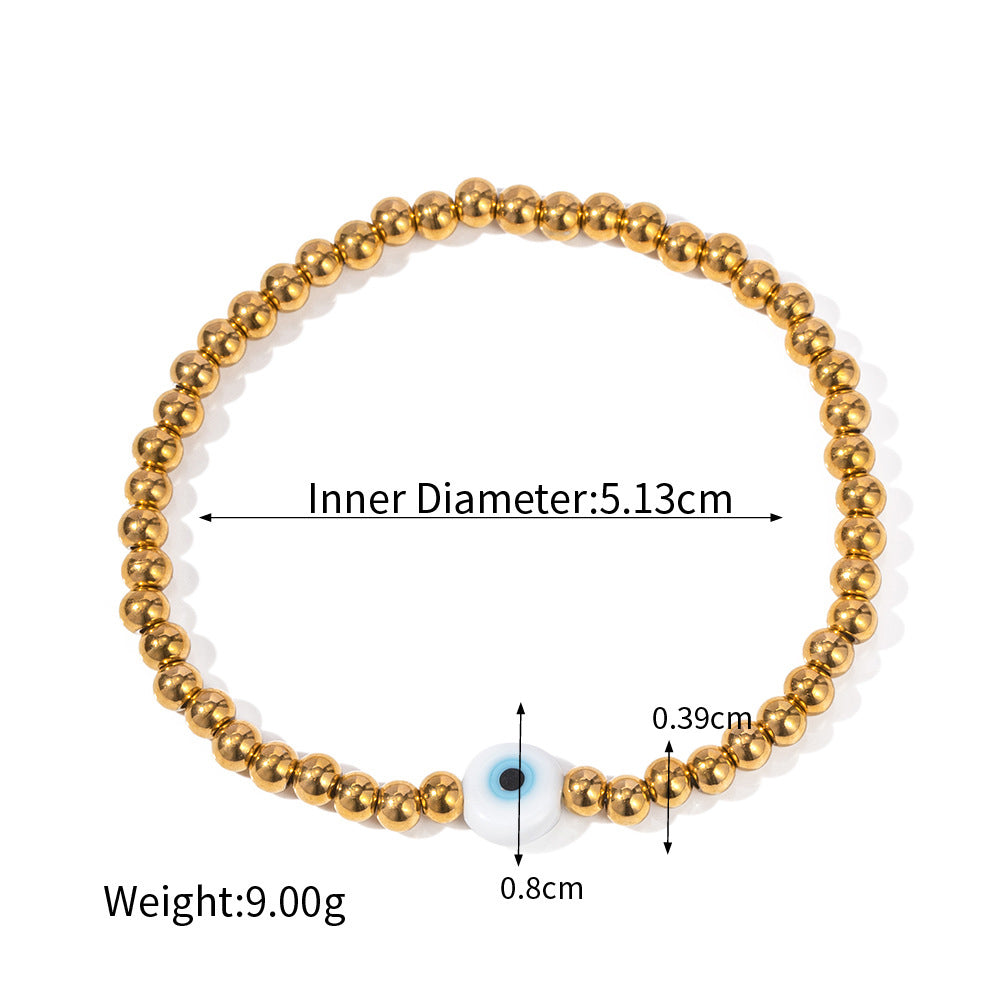 18k gold trendy personalized devil's eye bracelet with beaded design