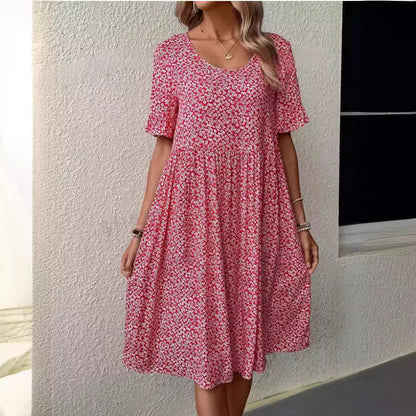 Robe ample à imprimé floral à col en U pour l'été