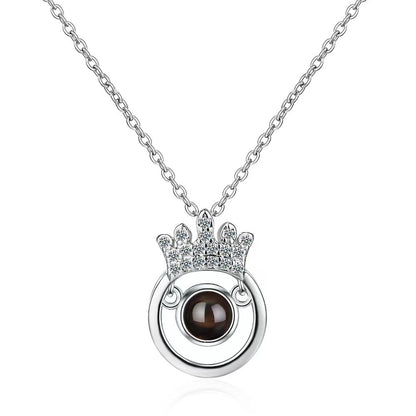 Delicate Dazzling Crown Diamond Projection Necklace