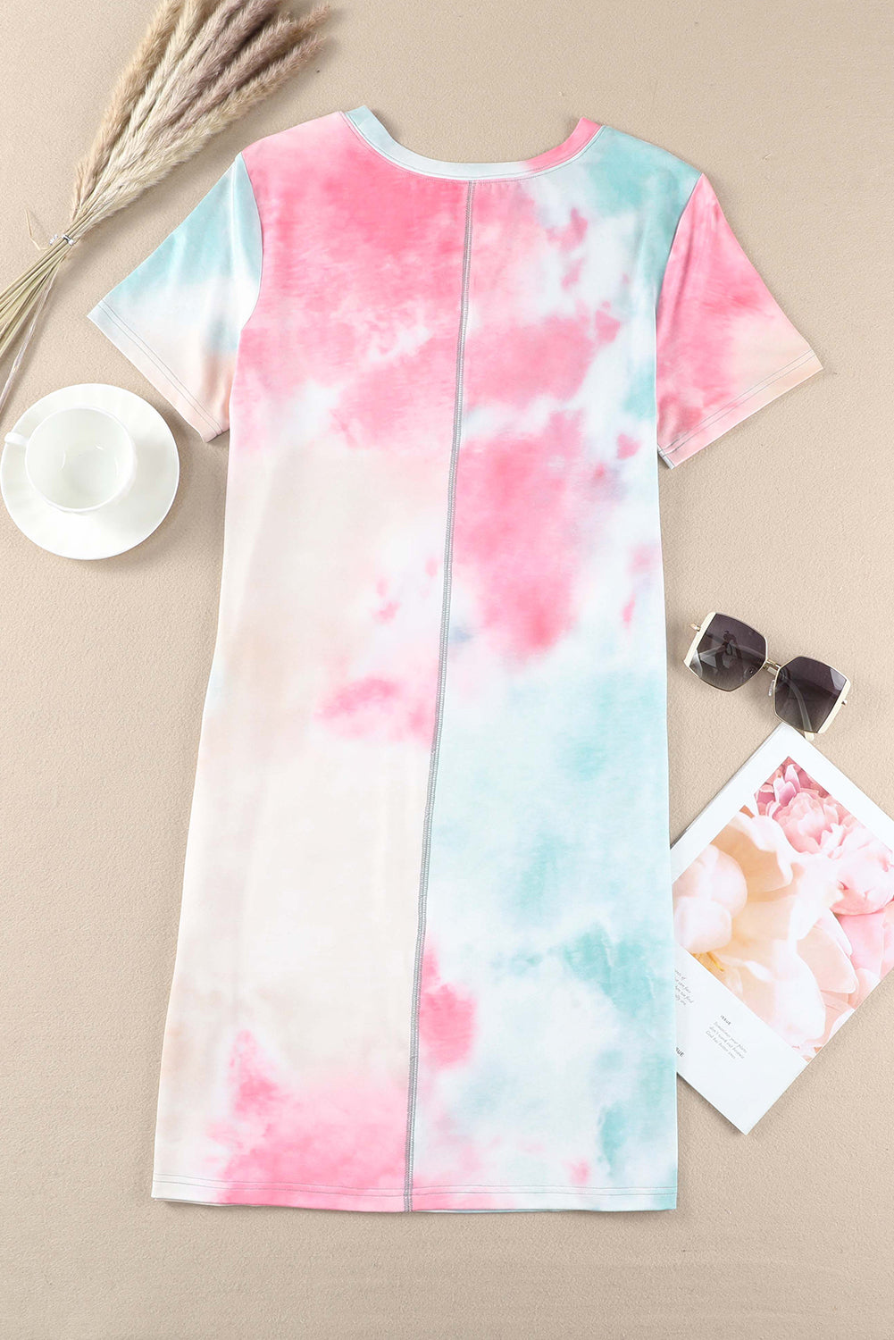 Wholesale Multicolor Tie Dye Short Sleeve T Shirt Dress