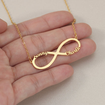 Exquisite Fashion Infinity Loop Design Customizable Name Versatile Necklace