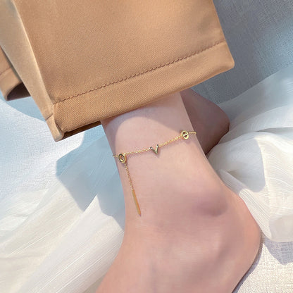 18k gold fashion simple love font design versatile anklet