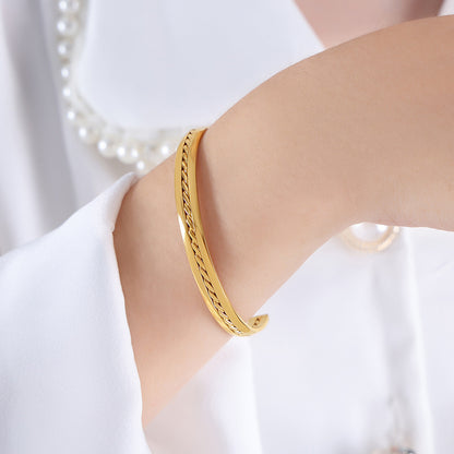 18K gold trendy hip-hop style line/round/heart-shaped design versatile bracelet