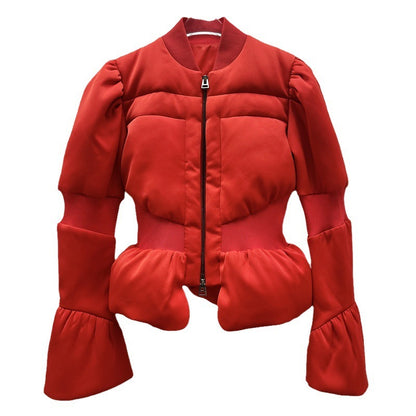 Manteau bouffant à manches cloches de conception spéciale de Fried Street hiver nouvelle taille amincissante veste rembourrée en coton décontractée polyvalente