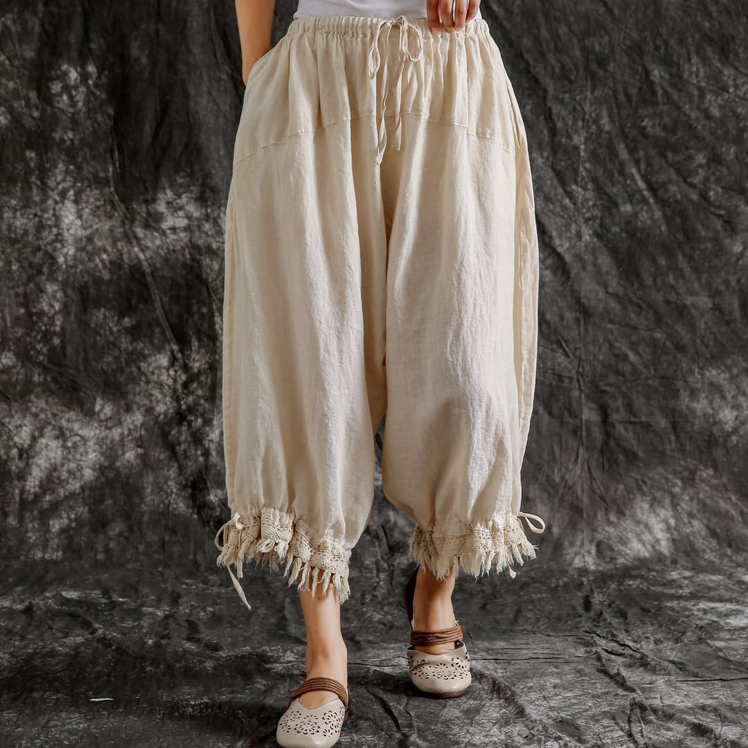 Women's Cotton And Linen Casual Pants Loose Versatile Summer Thin Lantern Trousers