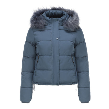 Manteau chaud en coton à manches longues pour femme, chapeau détachable en velours court, automne et hiver