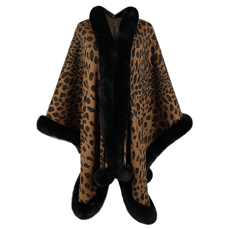 Autumn And Winter New Fur Collar Cape Cardigan For Women