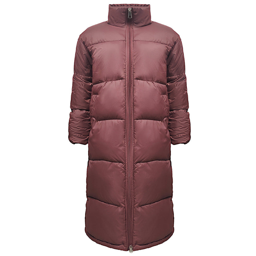 Manteau en coton à fermeture éclair tendance pour femme avec couleur unie chaude