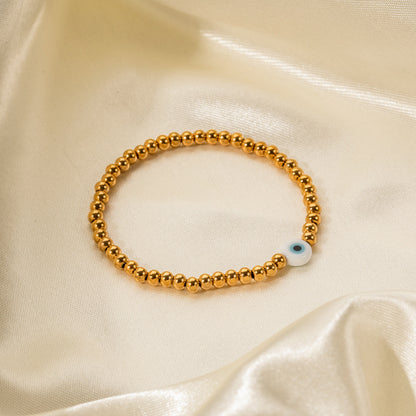 18k gold trendy personalized devil's eye bracelet with beaded design