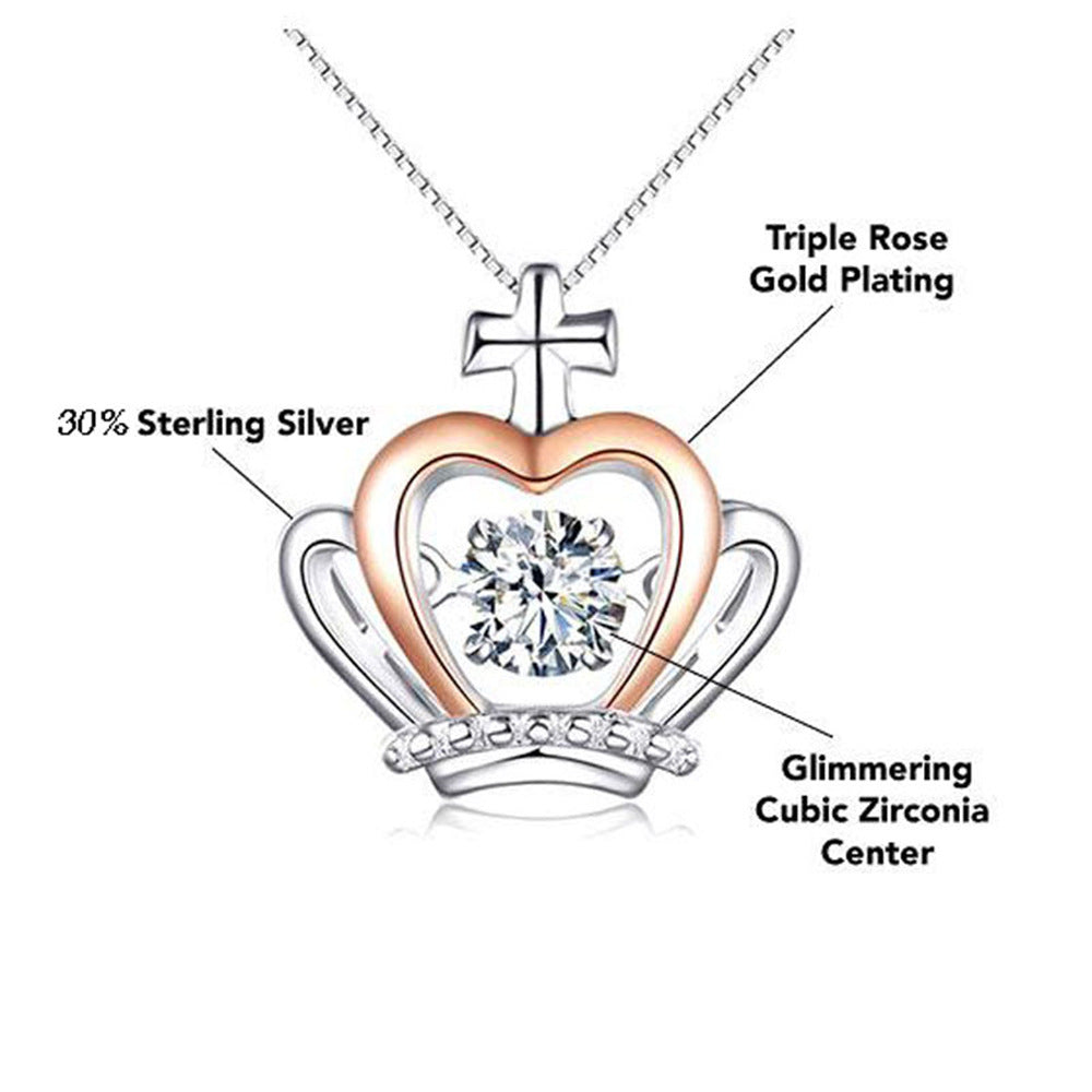 Collier pendentif de boîte-cadeau de conception de diamant de couronne à la mode pour votre âme sœur