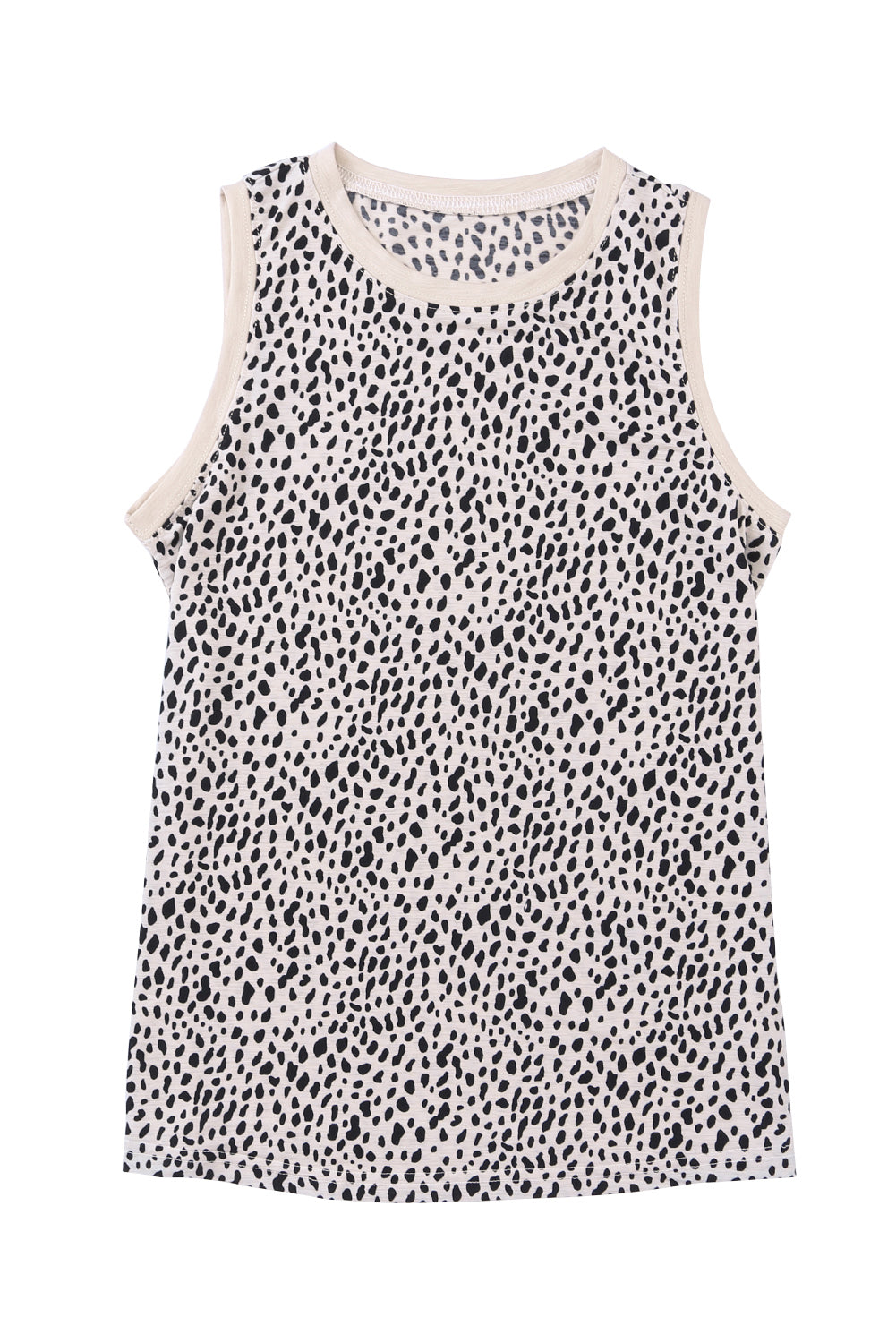 Lässiges Tanktop mit Rundhalsausschnitt und Leoparden-Kontrastbesatz