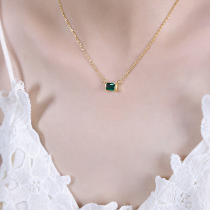 18K gold retro palace style square gemstone/irregular inlaid gemstone/bead chain with zircon design versatile combination necklace