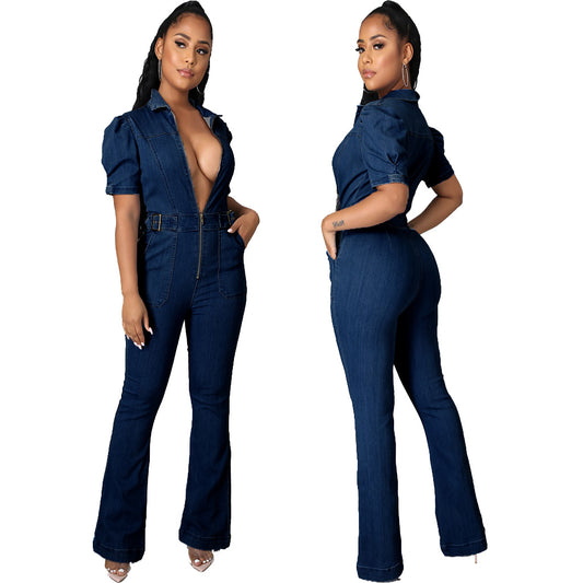 Trendy Slim Fit Denim Jumpsuit