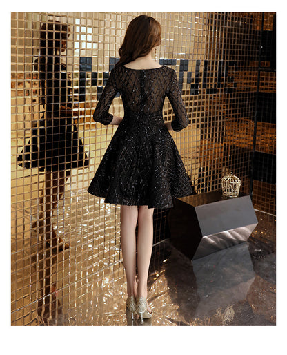 Robe de soirée noire pour femmes, petite robe courte pour dîner, Cocktail, anniversaire, fête d'anniversaire