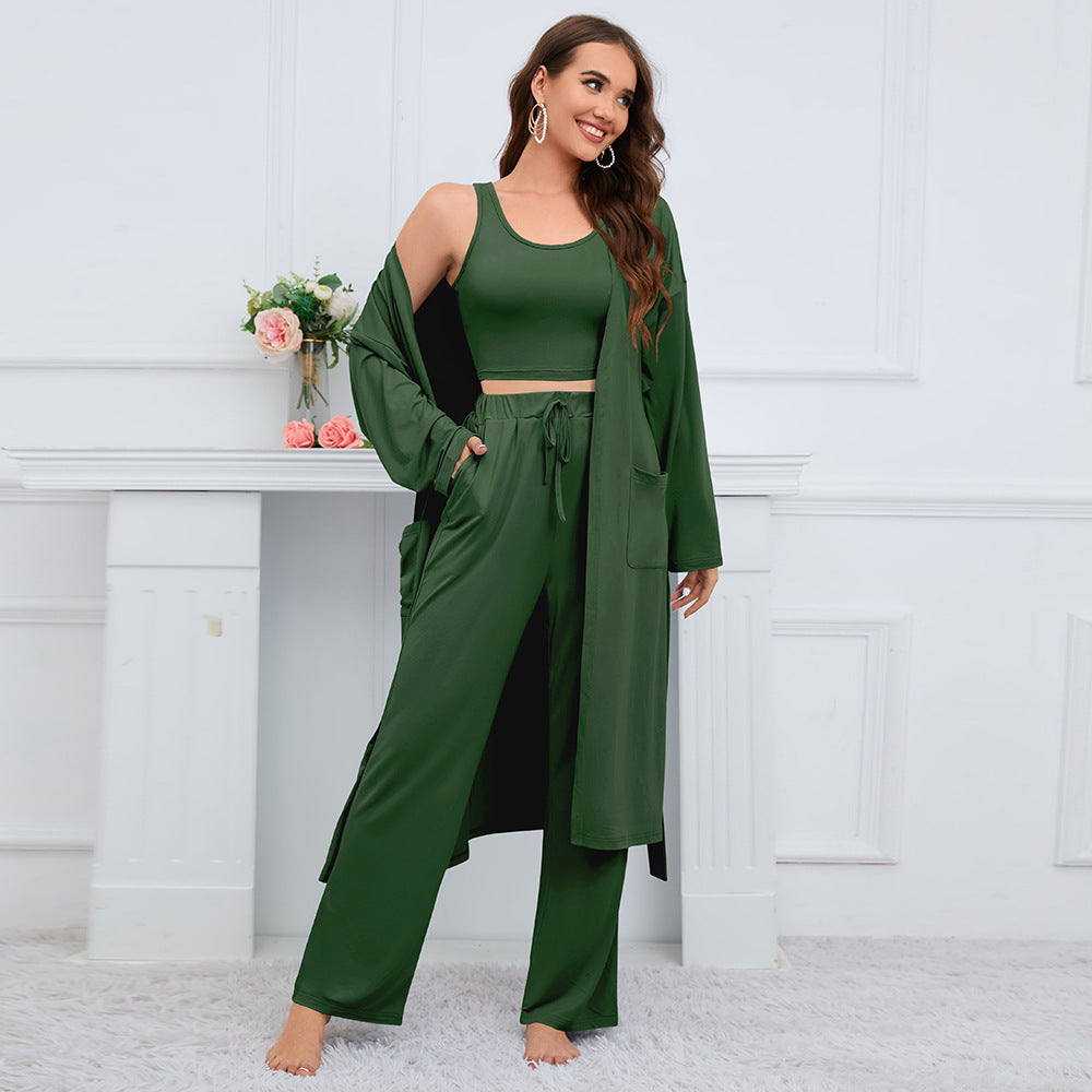 Women's Fashion Camisole Coat Wide Leg Pants Suit