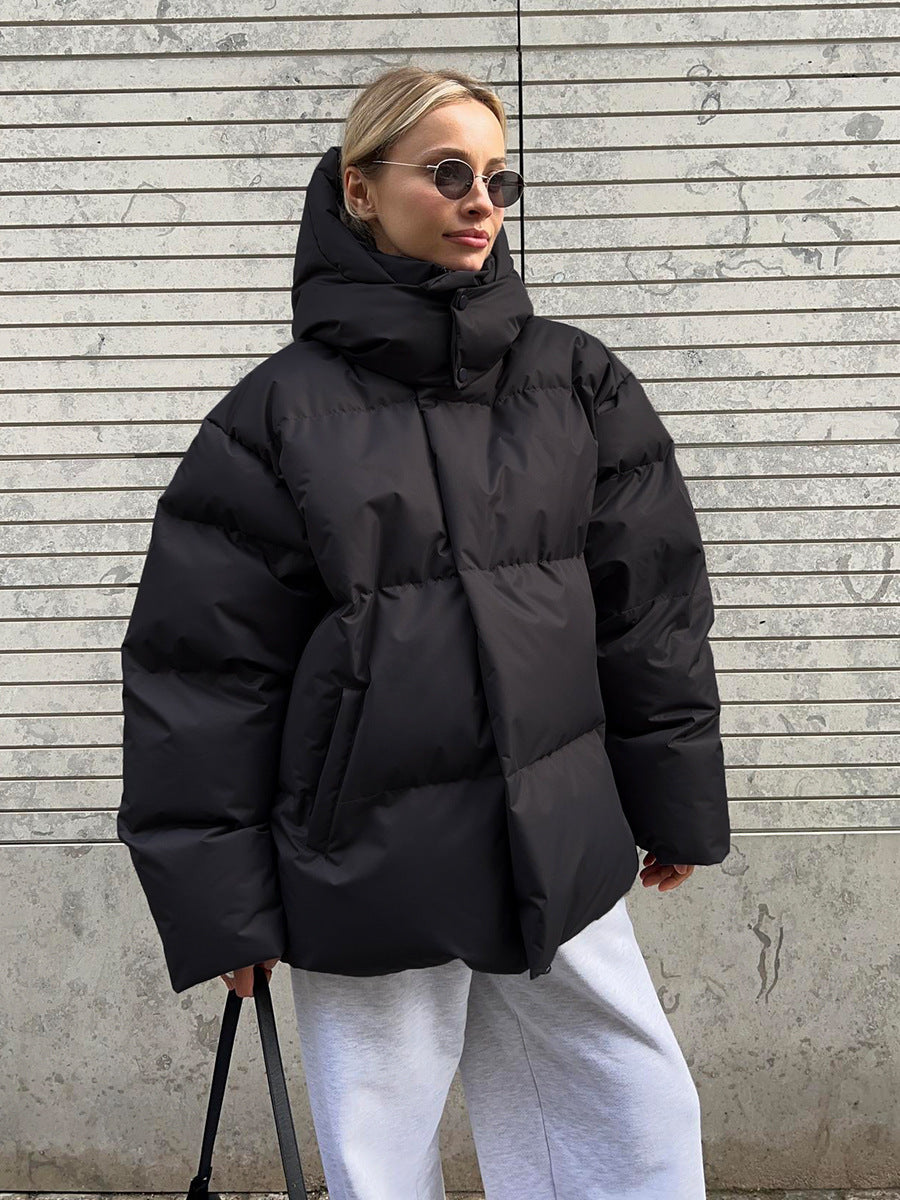 Manteau de mode avec capuche amovible veste en coton hiver chaud coupe-vent veste en coton ample vêtements d'extérieur parka ample