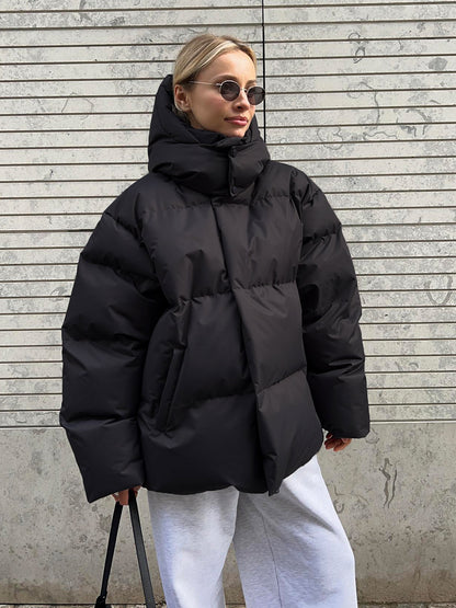 Manteau de mode avec capuche amovible veste en coton hiver chaud coupe-vent veste en coton ample vêtements d'extérieur parka ample