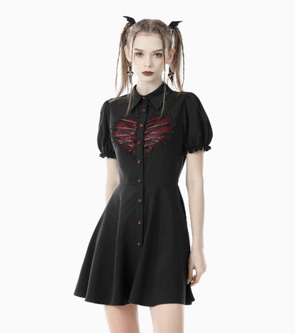 Women's Casual Red Heart-shaped Button Dress