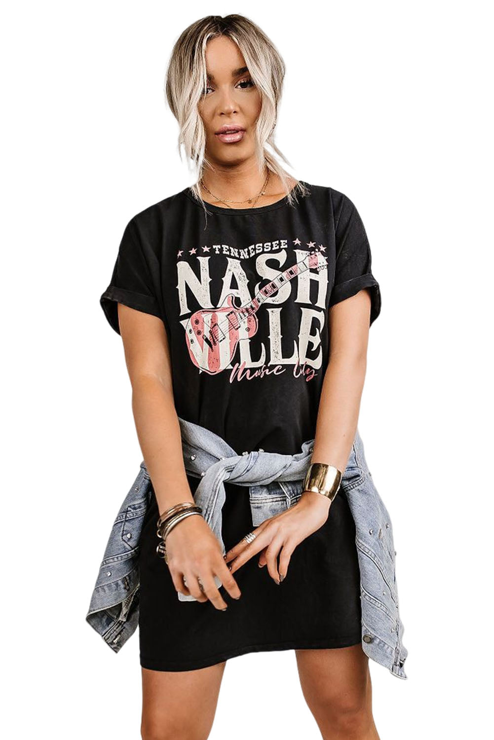 Robe t-shirt tendance noire Nashville Music Festival