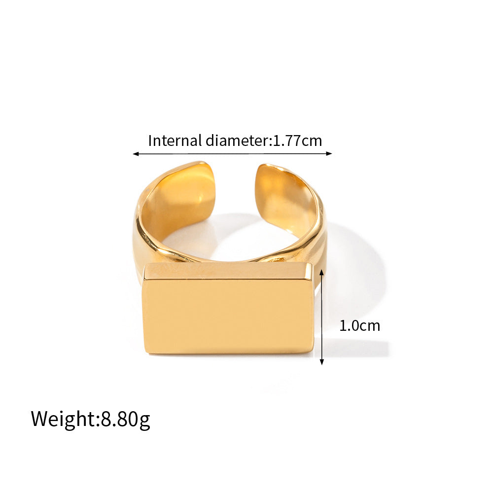 18k gold fashionable simple rectangular design versatile ring